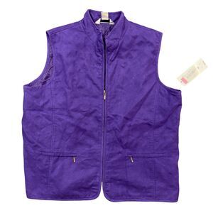 Allison Daley Vest Women's Size 16 Purple Micro Suede Sleeveless Full Zipper NWT